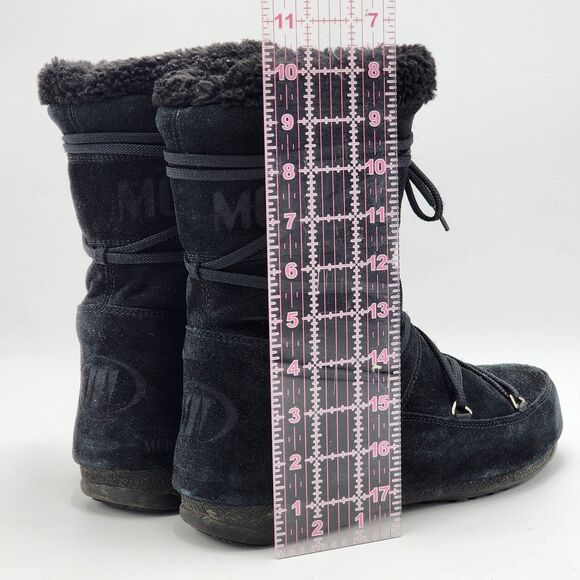 Moon Boot Technica Y2K Vintage Suede Sherpa Black Boots Size 7.5 RARE - Picture 9 of 9